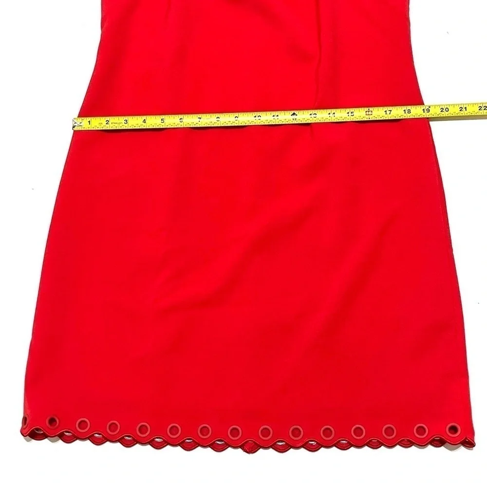 J.Crew Woman Red Grommet Scalloped Shift Sleeveless Dress Size 8